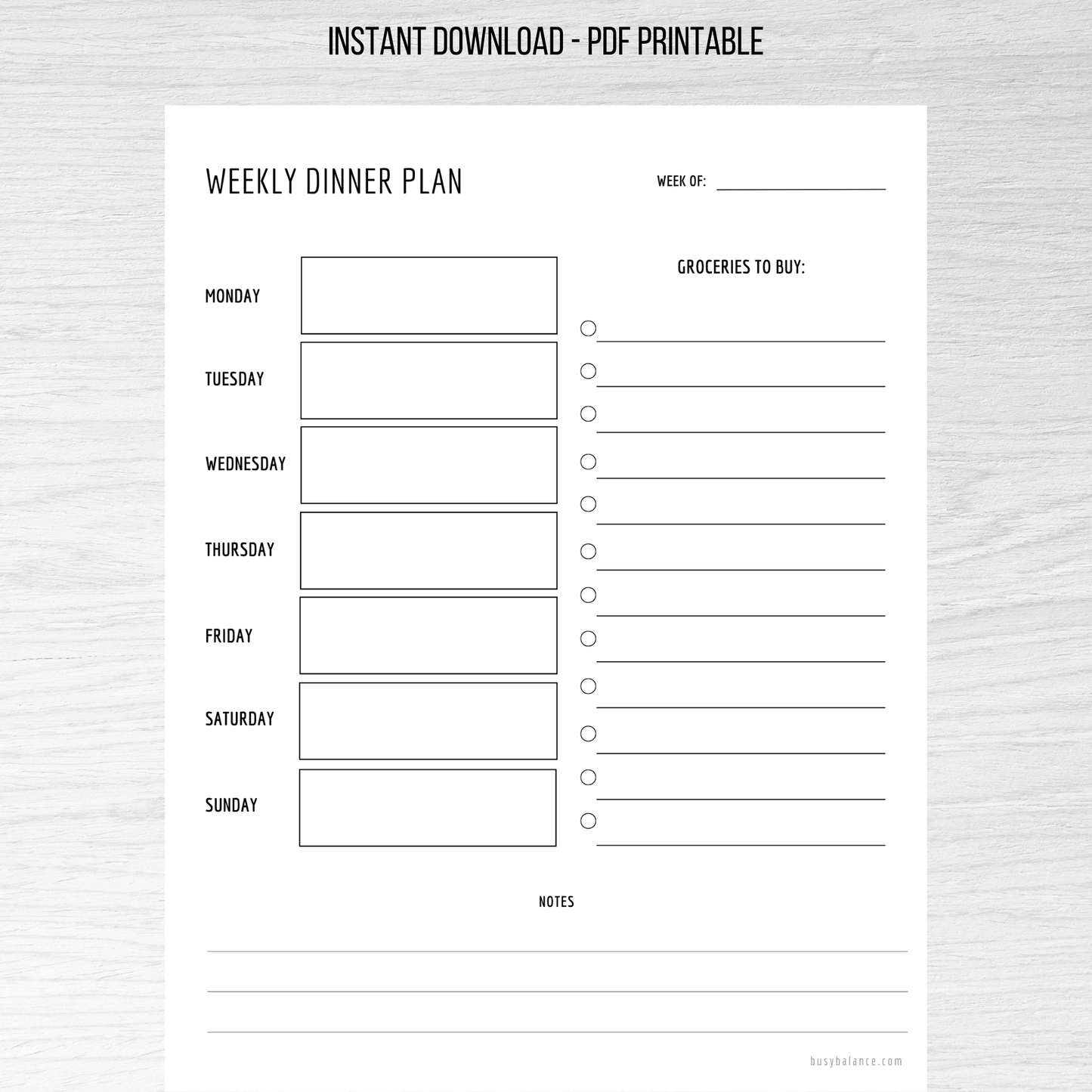 Weekly Meal Planner PDF: What's For Dinner PDF (Instant Download)