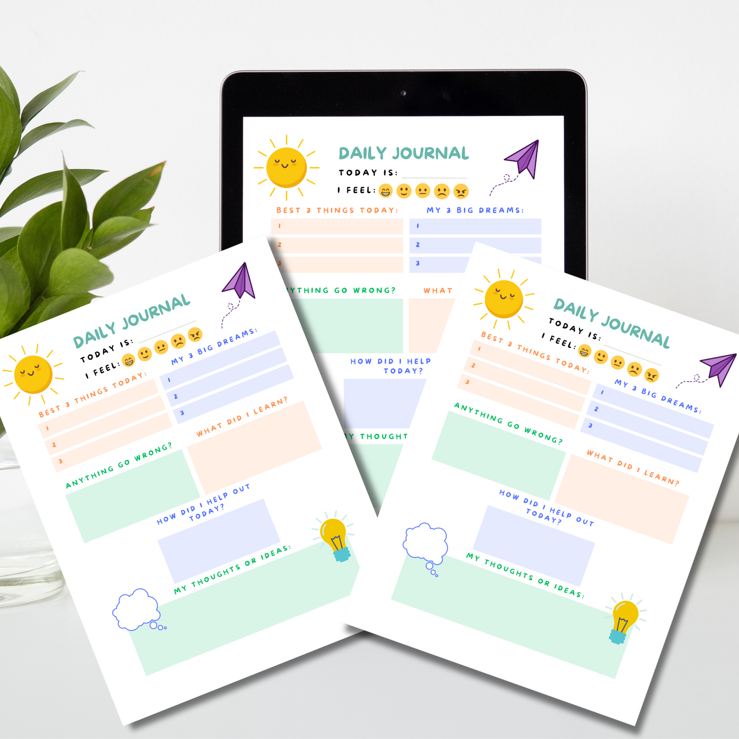 Daily Journal - Gratitude Kids Daily Journal Printable and Editable PDF