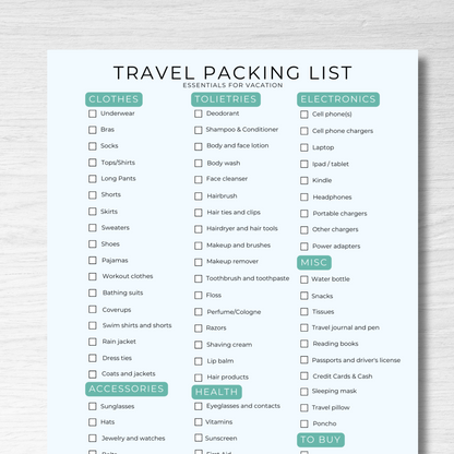 Ultimate Travel Planner PDF: Includes Travel Itinerary, Outfit Planner and Packing List