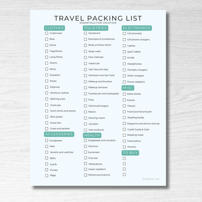 Ultimate Travel Planner PDF: Includes Travel Itinerary, Outfit Planner and Packing List