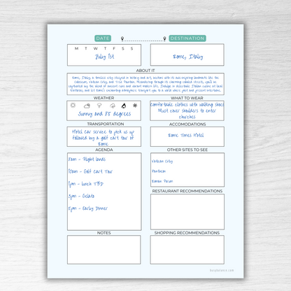 Ultimate Travel Planner PDF: Includes Travel Itinerary, Outfit Planner and Packing List