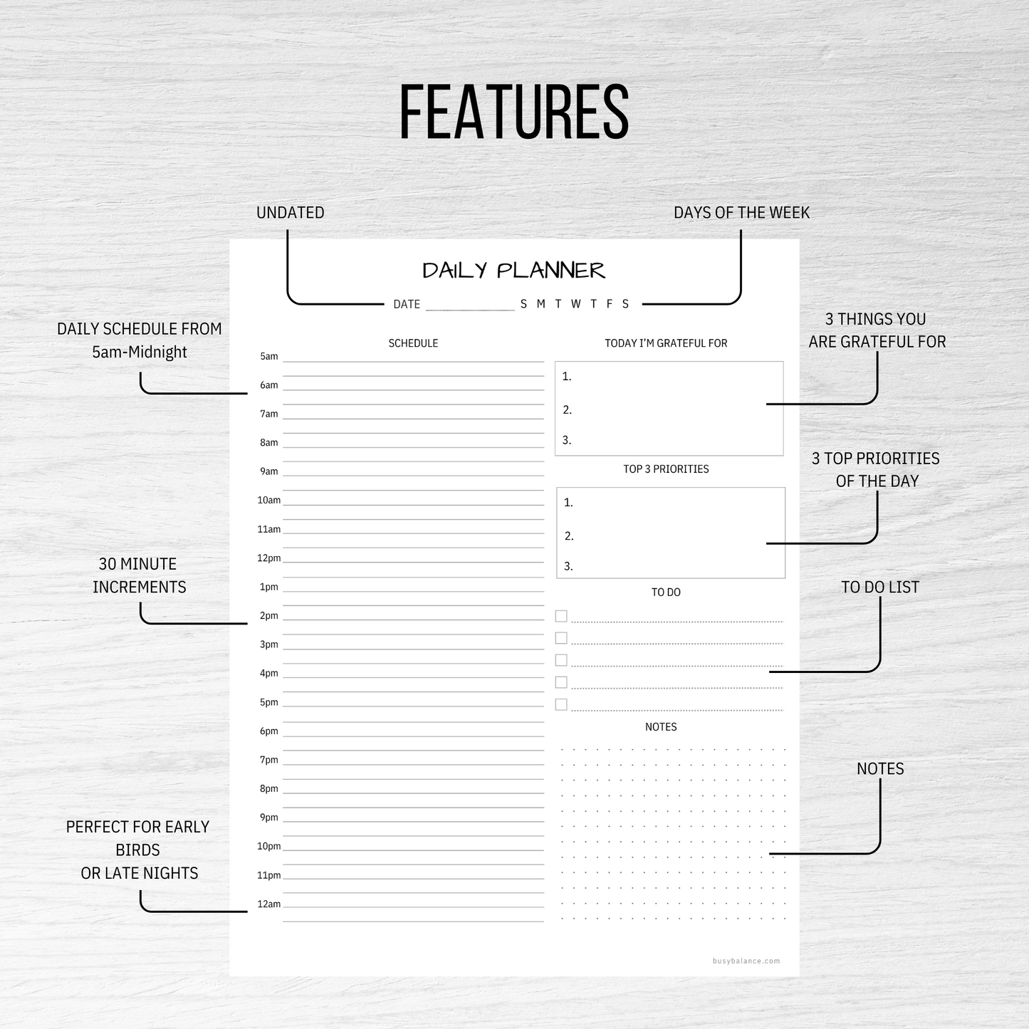 Daily Planner PDF (Digital Download)