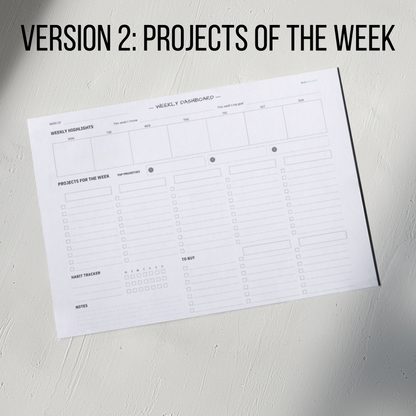 Weekly Dashboard Planner PDF (Digital Download)